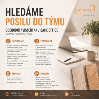 HLEDÁME POSILU DO TÝMU 🚀 Do našeho týmu ve MIXCZ-POL s.r.o. hledáme spolehlivou kolegyni na pozici: 👉 Obchodní asistentka...