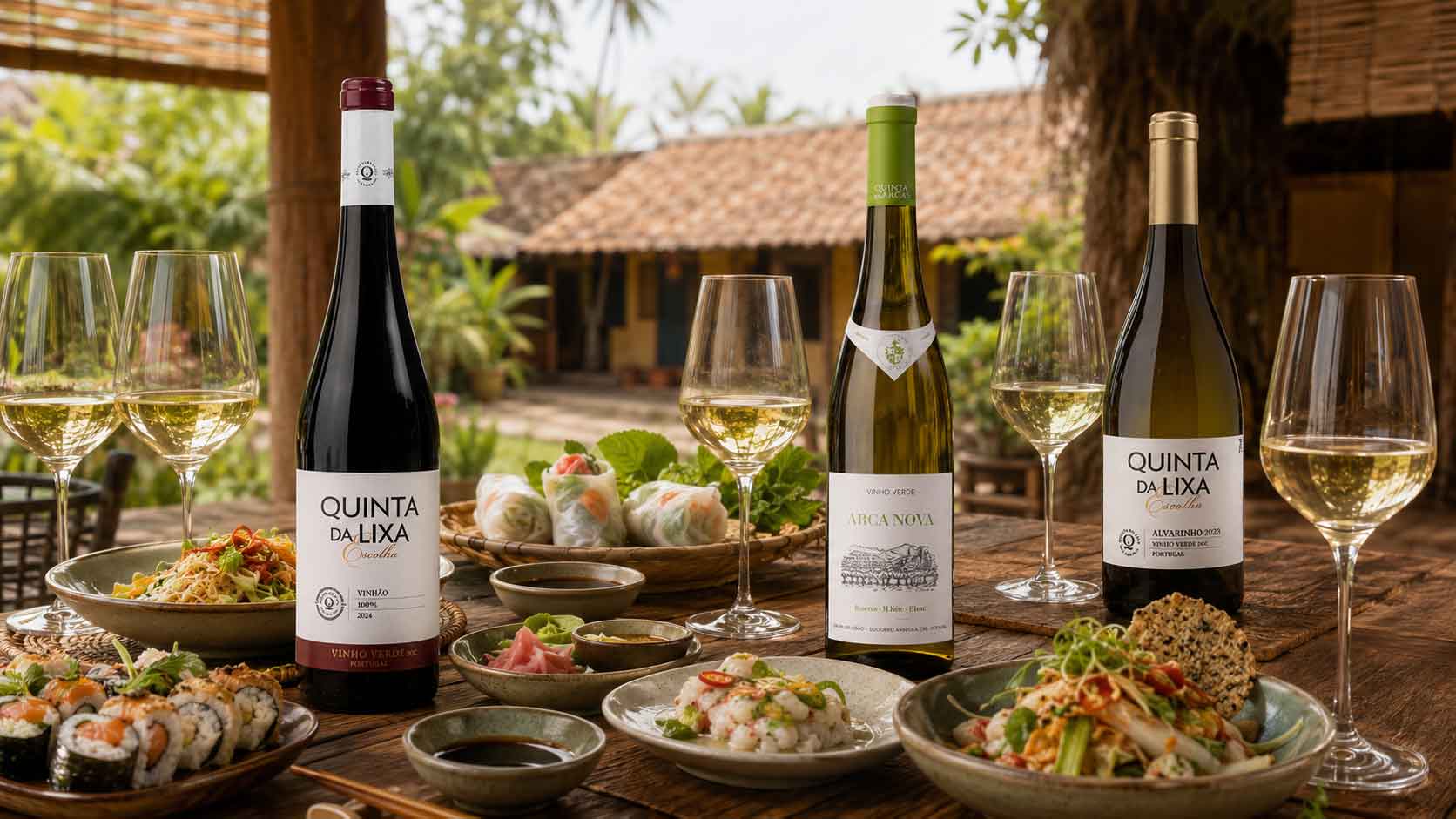Vinho Verde se sushi, vietnamskými závitky a jemnou asijskou kuchyní
