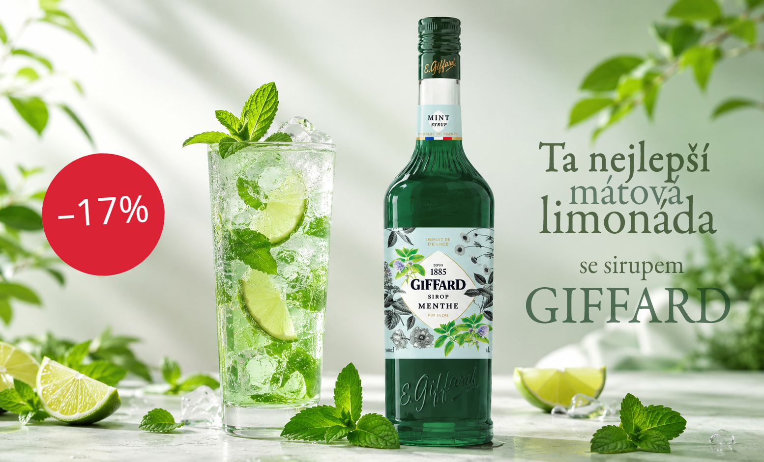 Mátový sirup Giffard pro přípravu míchaných nápojů