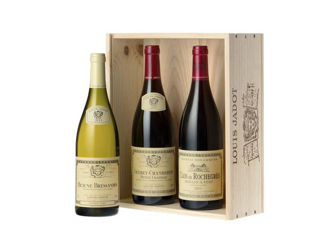 Dřevěná bedýnka na 3 lahve Louis Jadot
