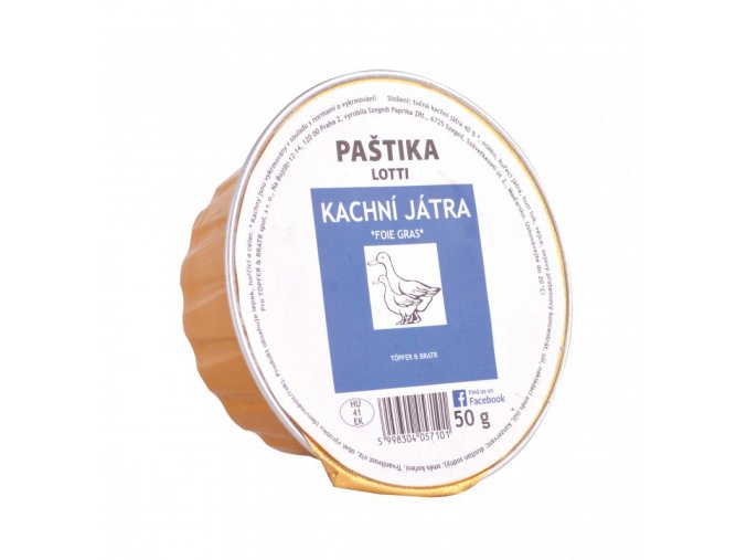 Paštika "Lotti" z kachních jater Foie Gras 40%, Töpfer, 50g