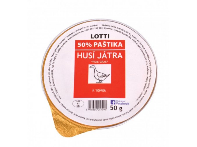 Paštika "Lotti" z husích jater Foie Gras 50%, Töpfer, 50g