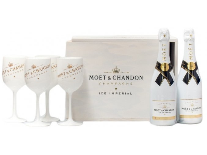 Moët & Chandon ICE Imperial v dárkové krabici se skleničkami, 2x0,75l