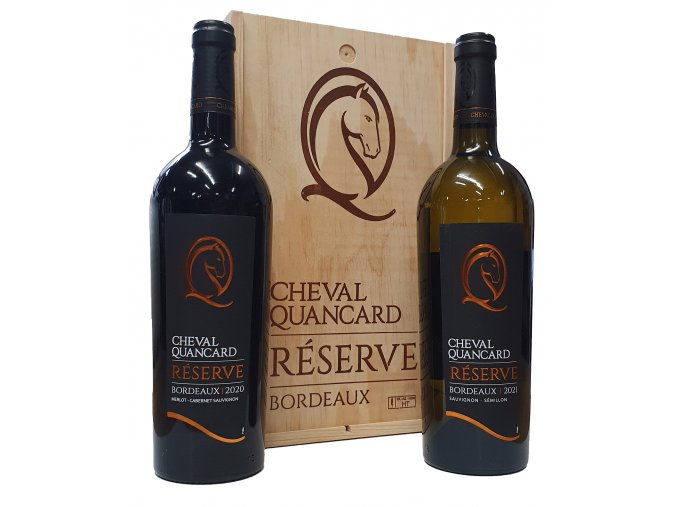bordeaux cheval quancard reserve rouge blanc drevena kazeta 2x0 75l