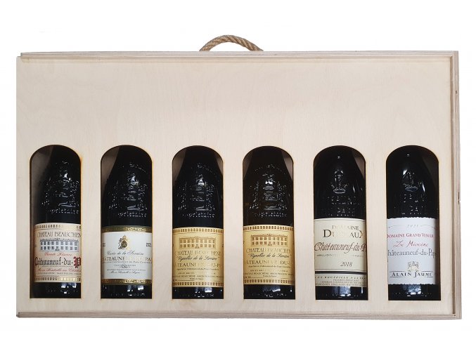 3773 chateauneuf du pape sada 6 vin v drevene krabici 6x0 75l