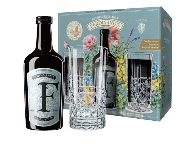Ferdinand's Saar Dry Gin + 2 skleničky, Gift box, 44%, 0,7l