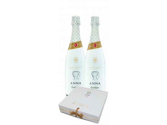 Cava Anna de Codorníu Blanc de Blancs, Gift box + 2 skleničky, Cordoníu, 2x0,75l