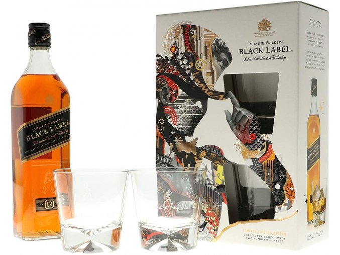 Johnnie Walker Black Label + 2 skleničky, Gift Box, 40%, 0,7l2