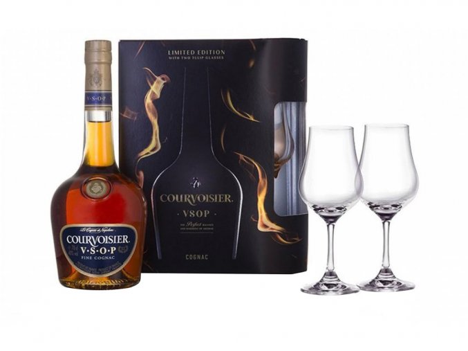 Courvoisier VSOP + 2 sklenice, Gift Box, 40%, 0,7l