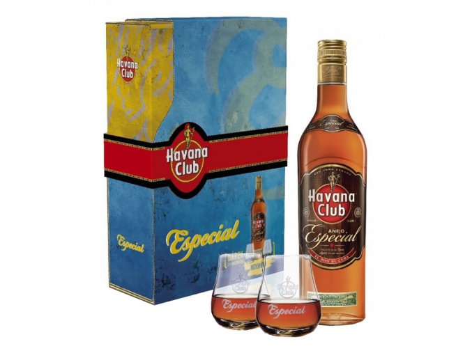 Havana Club Aňejo Especial + 2 skleničky, Gift Box, 40%, 0,7l