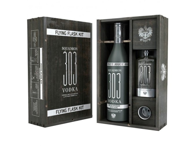 Squadron 303 vodka, Flying Flask Kit, dárková kazeta, 40%, 0,7l