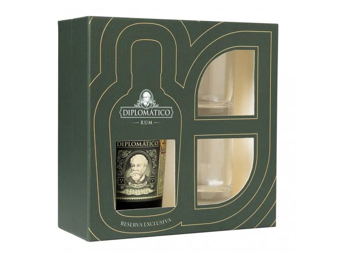 Diplomatico Reserva Exclusiva 12 YO + 2 sklenice, Gift Box, 40%, 0,7l