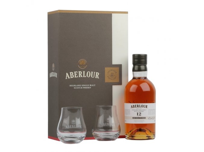 Aberlour 12 YO Non Chill Filtered + 2 skleničky, Gift box, 48%, 0,7l