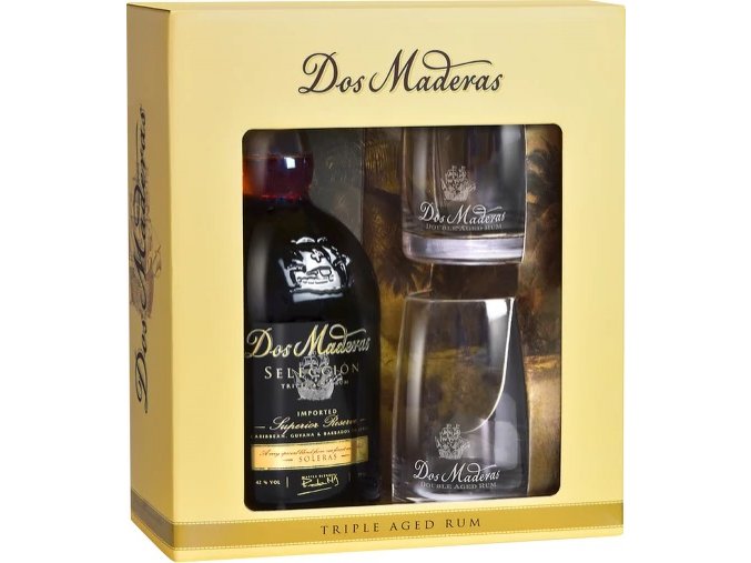Dos Maderas Seleccion + 2 skleničky, Gift Box, 42%, 0,7l