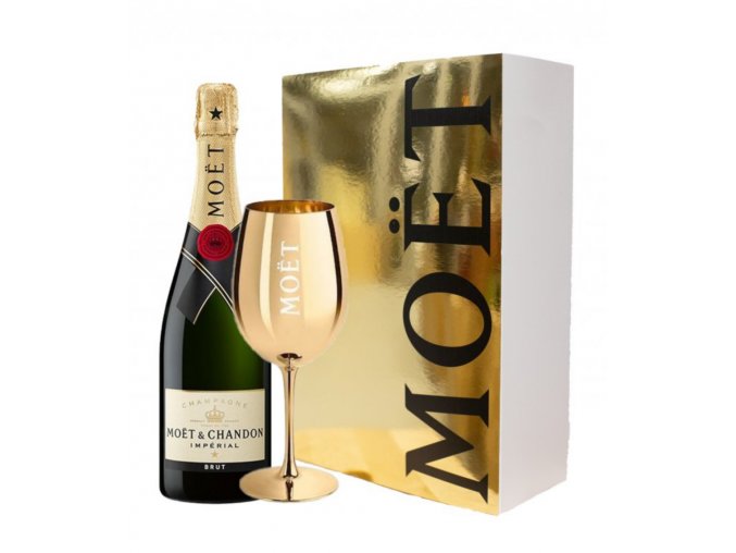 Moët & Chandon Imperial Brut Festive Golden v dárkové krabičce se zlatou skleničkou, 0,75l