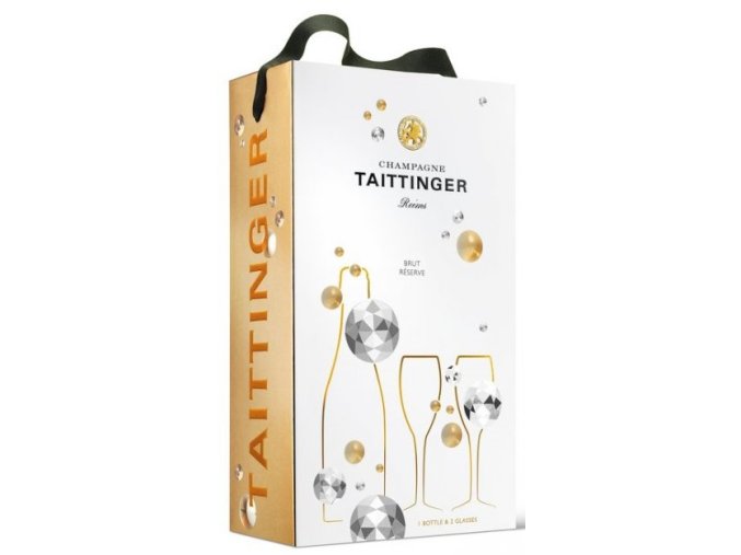 Taittinger Brut, 2 sklenice 160ml, Gift box Diamant, 0,75l