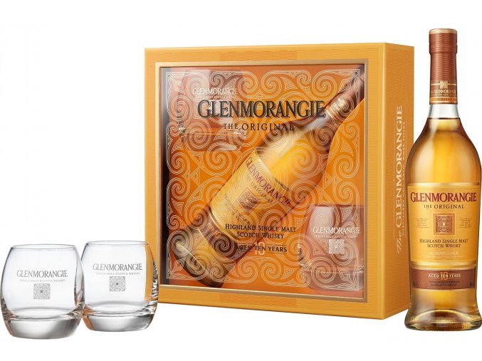 Glenmorangie 10 YO + 2 skleničky, Gift Box, 40%, 0,7l