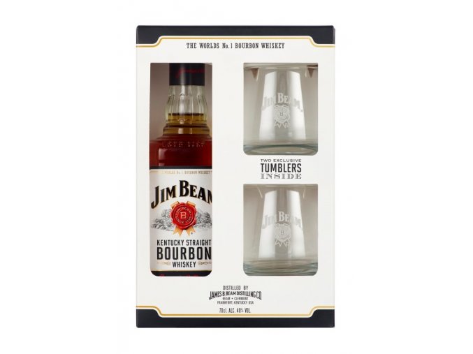 Jim Beam WHITE + 2 skleničky, Gift box, 40%, 0,7l
