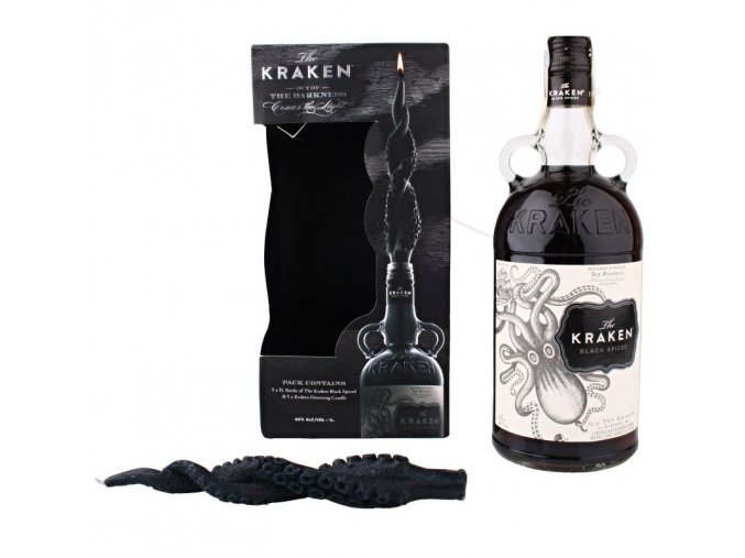 Kraken Black Spiced Gift Box se svíčkou, 40%, 0,7l