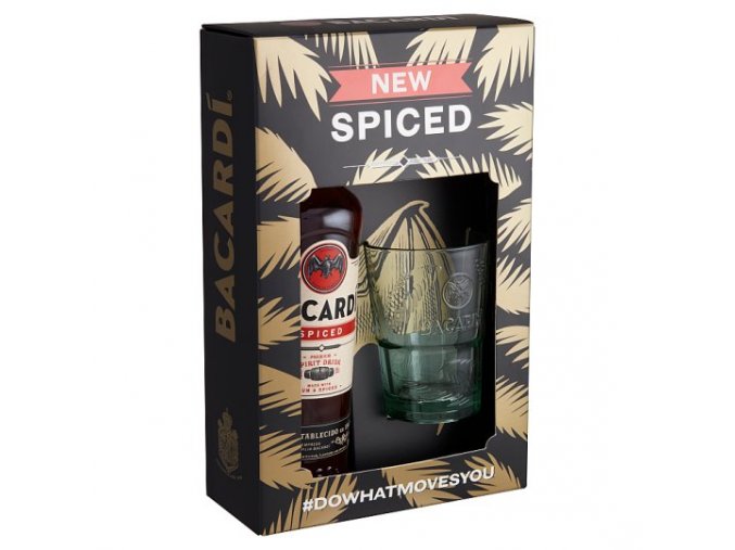 Bacardi Spiced + 1 sklenice, Gift box, 35%, 0,7l