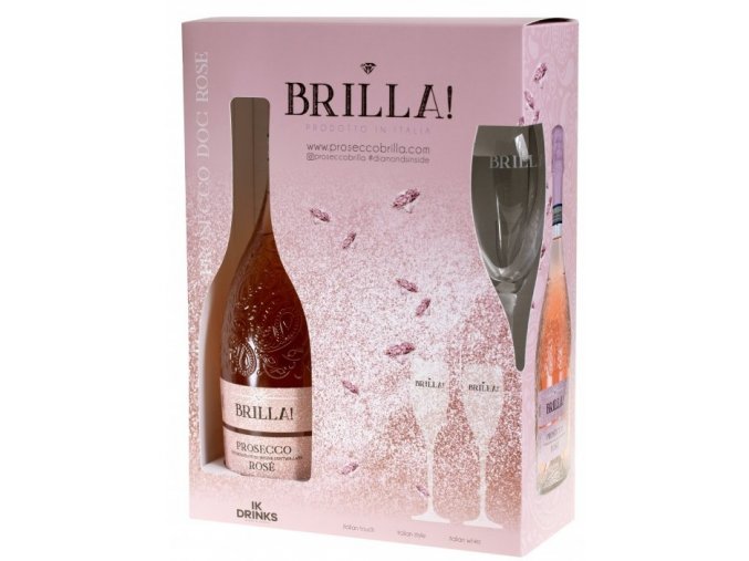 Brilla Rosé Spumante Extra Dry + 2 sklenice, Gift Box, 0,75l