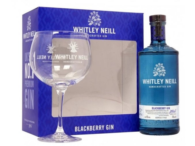 Whitley Neill Blackberry gin + sklenička, Gift Box, 43%, 0,7l