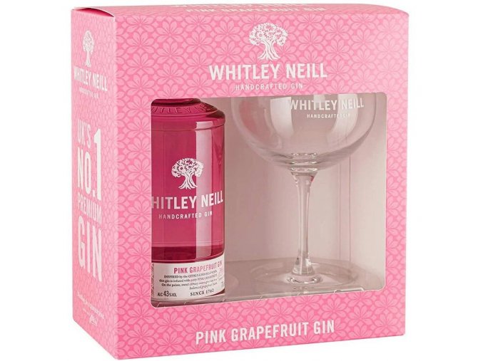 Whitley Neill Pink Grapefruit gin + sklenička, Gift Box, 43%, 0,7l5