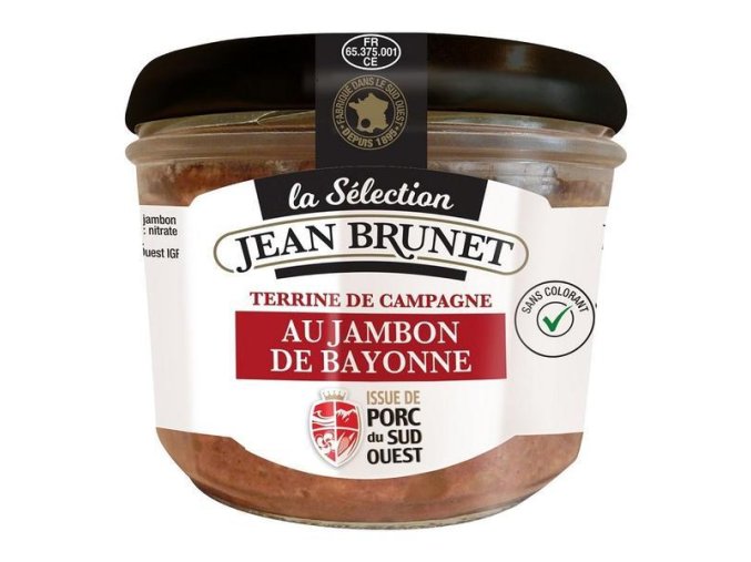 Jean Brunet Farmářská terina se šunkou Bayonne Premium Selection, 180g