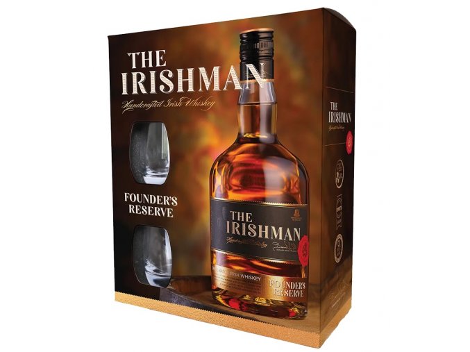 The Irishman Founder´s Reserve 2 skleničky, Gift box, 40%, 0,7l