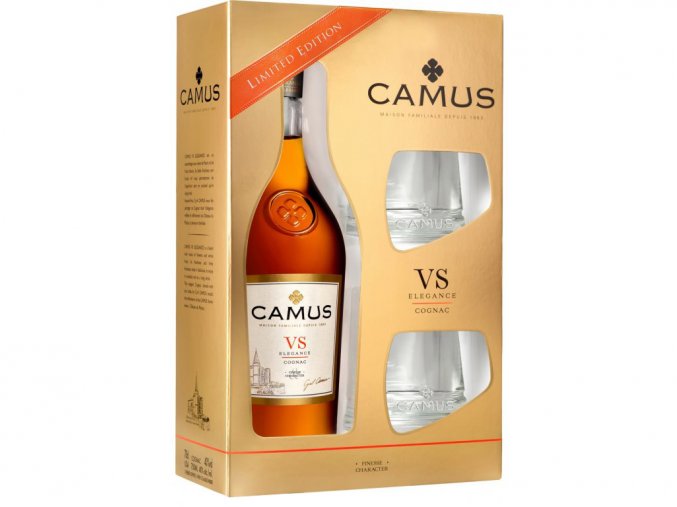 Camus VS Elegance + 2 skleničky, Gift box, 40%, 0,7l