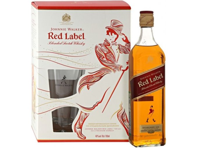 Johnnie Walker RED Label + 2 sklenička, 40%, 0,7l