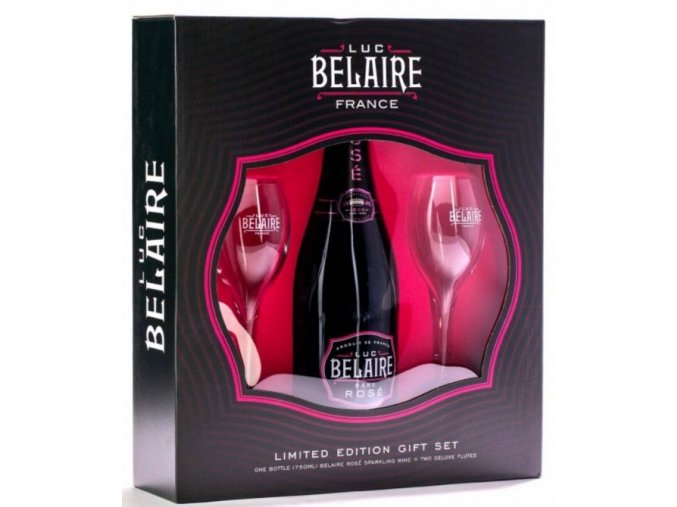 Luc Belaire rare Rosé Extra Dry Provence +  2 sklenice, Gift box, 0,75l