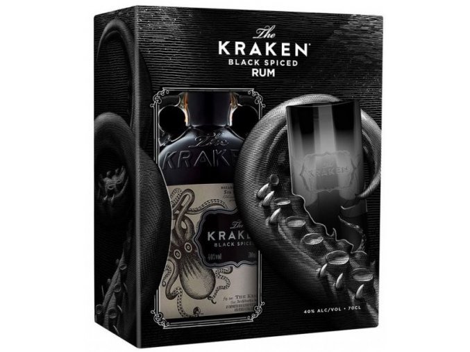 Kraken Black Spiced, Gift Box se sklenicí, 40%, 0,7l