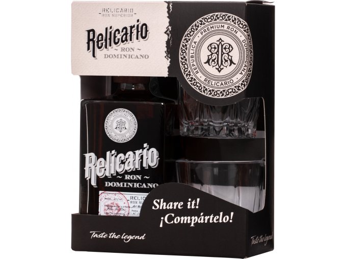 Relicario Ron Dominicano Superior + 2 skleničky, Gift box, 40%, 0,7l