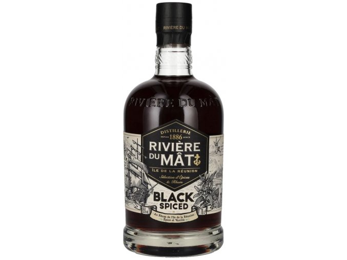 75490 riviere du mat black spiced flavored reunion rum 35 vol 0 70 l