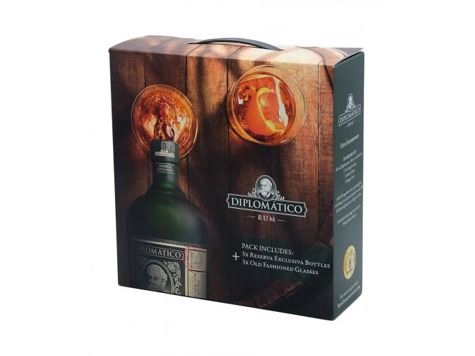 Diplomático Reserva Exclusiva Promo Pack 3 lahve + 3 sklenice