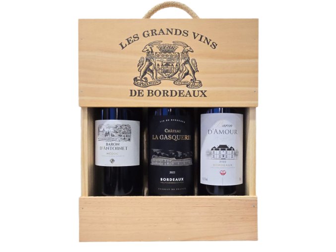 les grandes vins de bordeaux drevena kazeta 3x0 75l