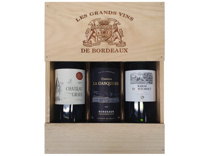 les grandes vins de bordeaux drevena kazeta 3x0 75l