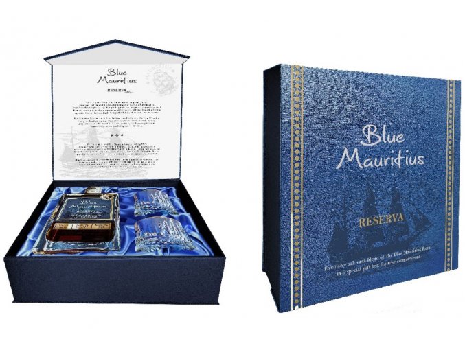 Blue Mauritius Reserva + 2 sklenice, Gift box, 40%, 0,7l