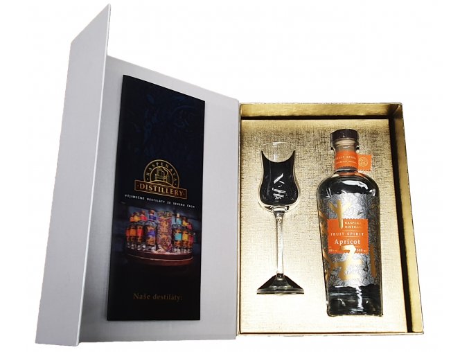 89605 fruit spirit apricot darkovy box se sklenickou 48 0 5l