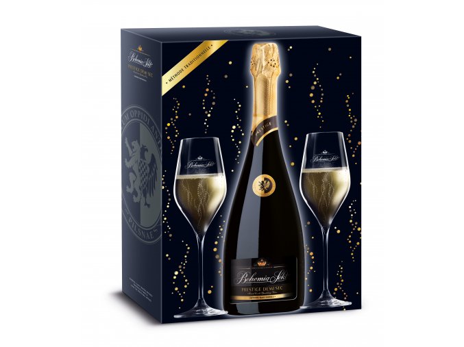 Bohemia Sekt Prestige Demi Sec + 2 skleničky, Gift box, 0,75l