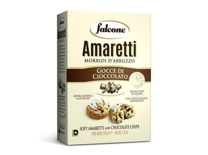 Amaretti Gocce di Cioccolato, měkké, Falcone, 170g