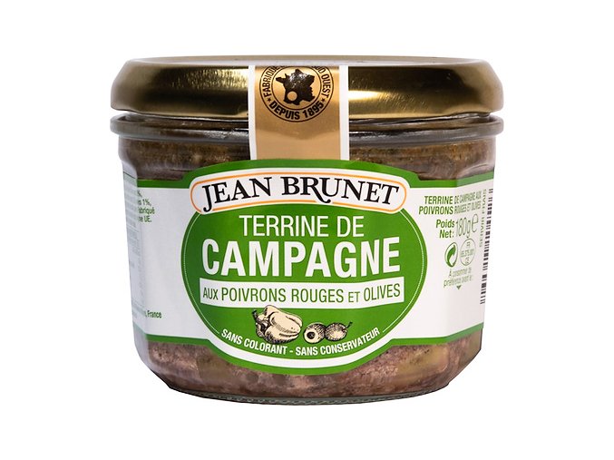 Jean Brunet Farmářská terina s červenou paprikou a olivami, 180g