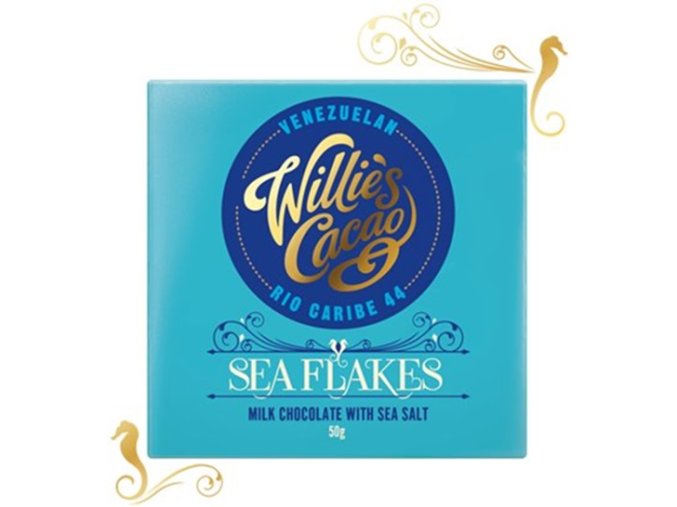 Willies Cacao Willie's Cacao Čokoláda SEA FLAKES  Rio Caribe mléčná s mořskou solí 44%, 50g