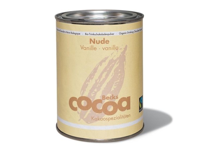 Becks Cocoa BIO rozpustná čokoláda "NUDE" s hořkou čokoládou a vanilkou, 250g plech