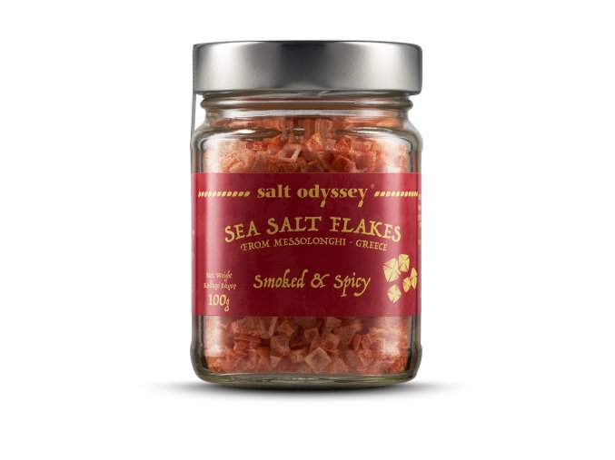 SALT ODYSSEY Mořská sůl ve vločkách  "UZENÁ PAPRIKA", sklo 100g