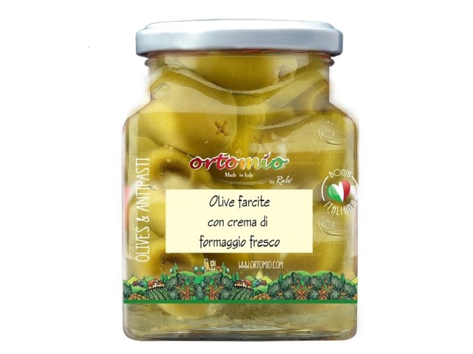 Ortomio Olivy plněné krémem Parmigiano, 314 ml/280 g