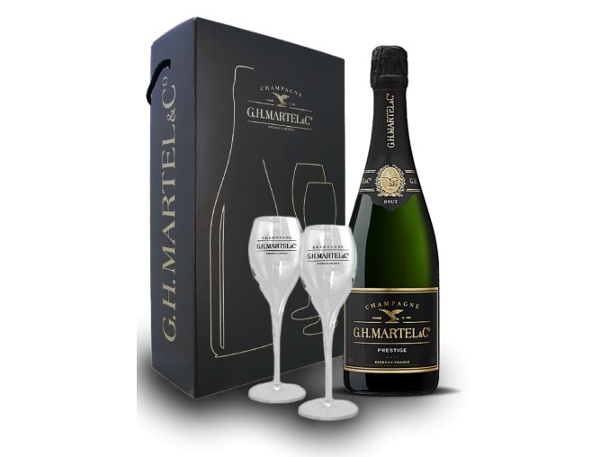 G.H.Martel & Co Prestige Brut Champagne Aoc + 2 sklenice v dárkovém boxu, 0,75l