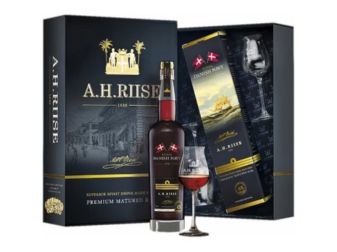 A.H.Riise Royal Danish Navy Rum + 2 sklenice, Gift box, 40 , 0,7l