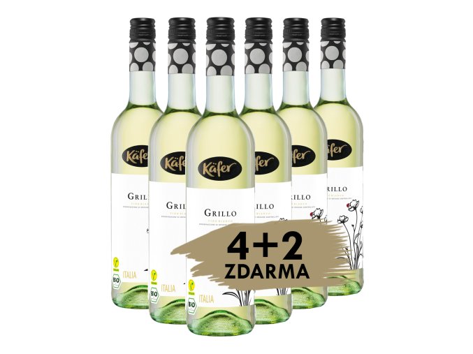 Käfer Grillo Sicilia Bio Vegan DOC 2023, 4+2 zdarma, 6x0,75l